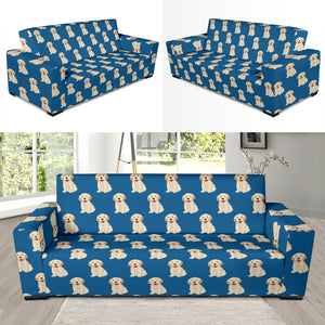 Golden Retriever Pattern Print Design 03 Sofa Slipcover