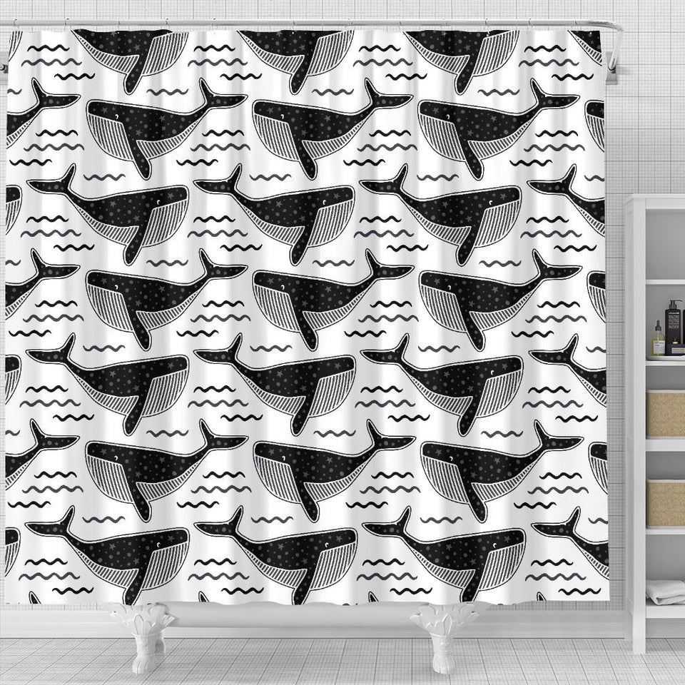 Black Whale Pattern Shower Curtain Fulfilled In US