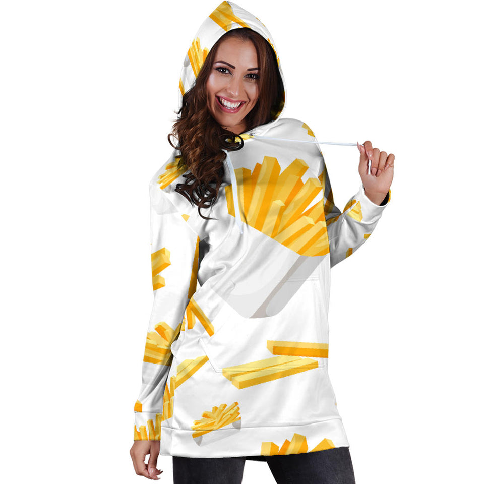 French Fries White Paper Box Pattern Women'S Hoodie Dress