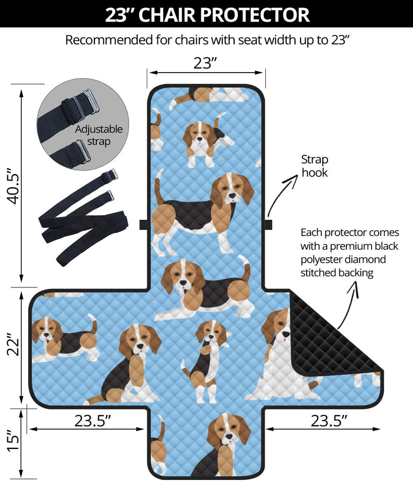 Beagle dog blue background pattern Chair Cover Protector
