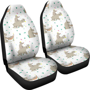 Cute Rhino Pattern Background  Universal Fit Car Seat Covers
