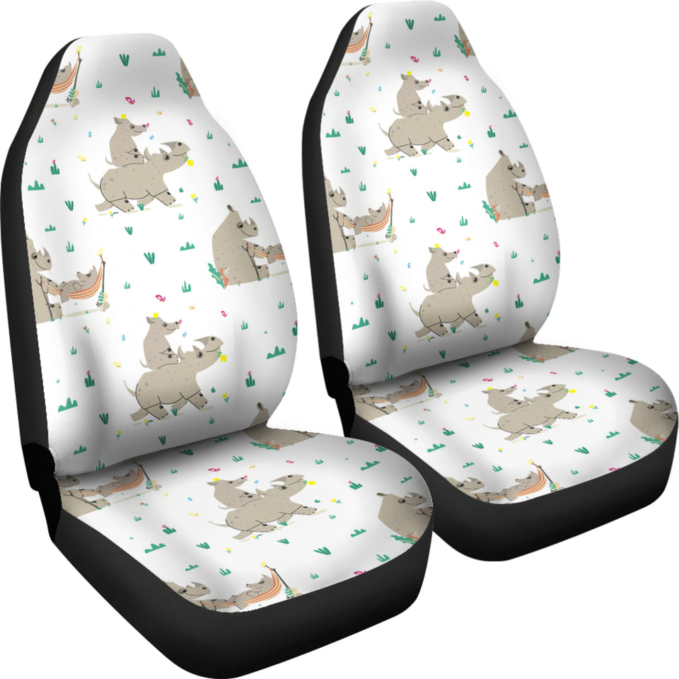 Cute Rhino Pattern Background  Universal Fit Car Seat Covers