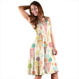 Ice Cream Cone Pattern Sleeveless Midi Dress