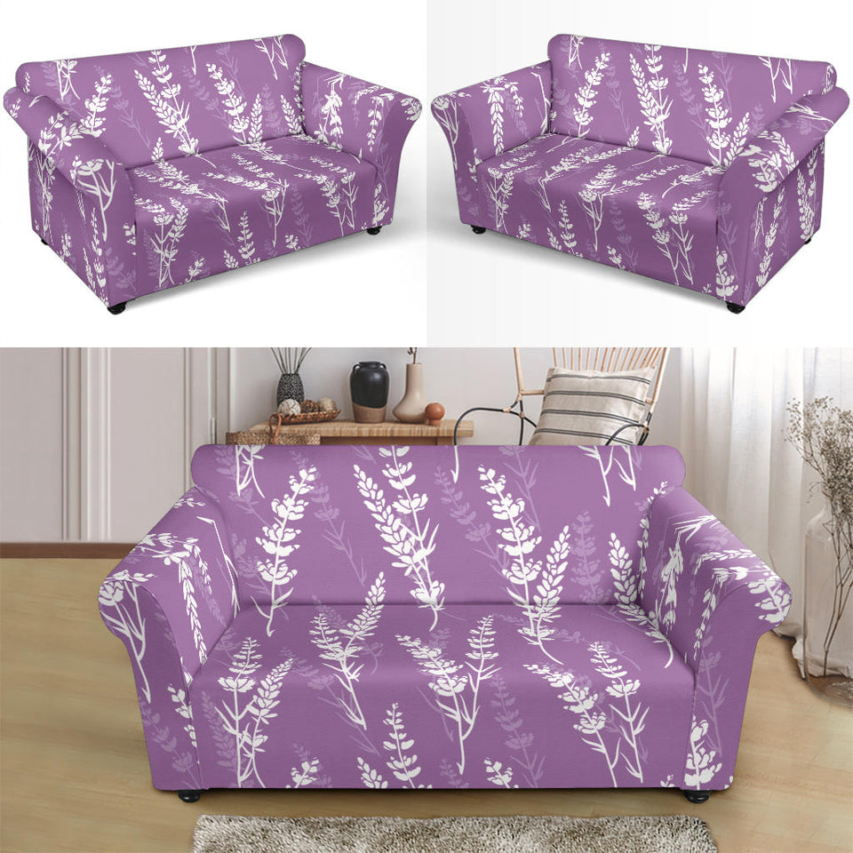 Lavender Flowers Purple Pattern Loveseat Couch Slipcover