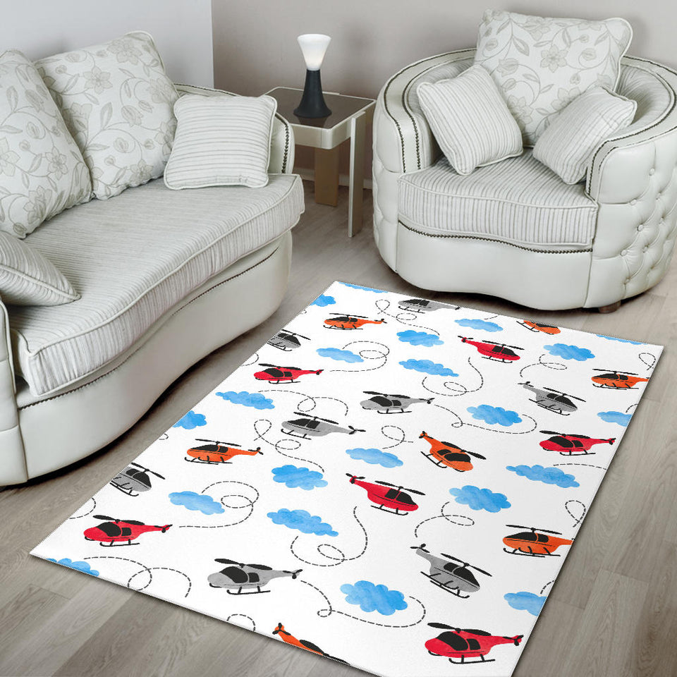 Watercolor Helicopter Cloud Pattern Area Rug