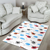 Watercolor Helicopter Cloud Pattern Area Rug