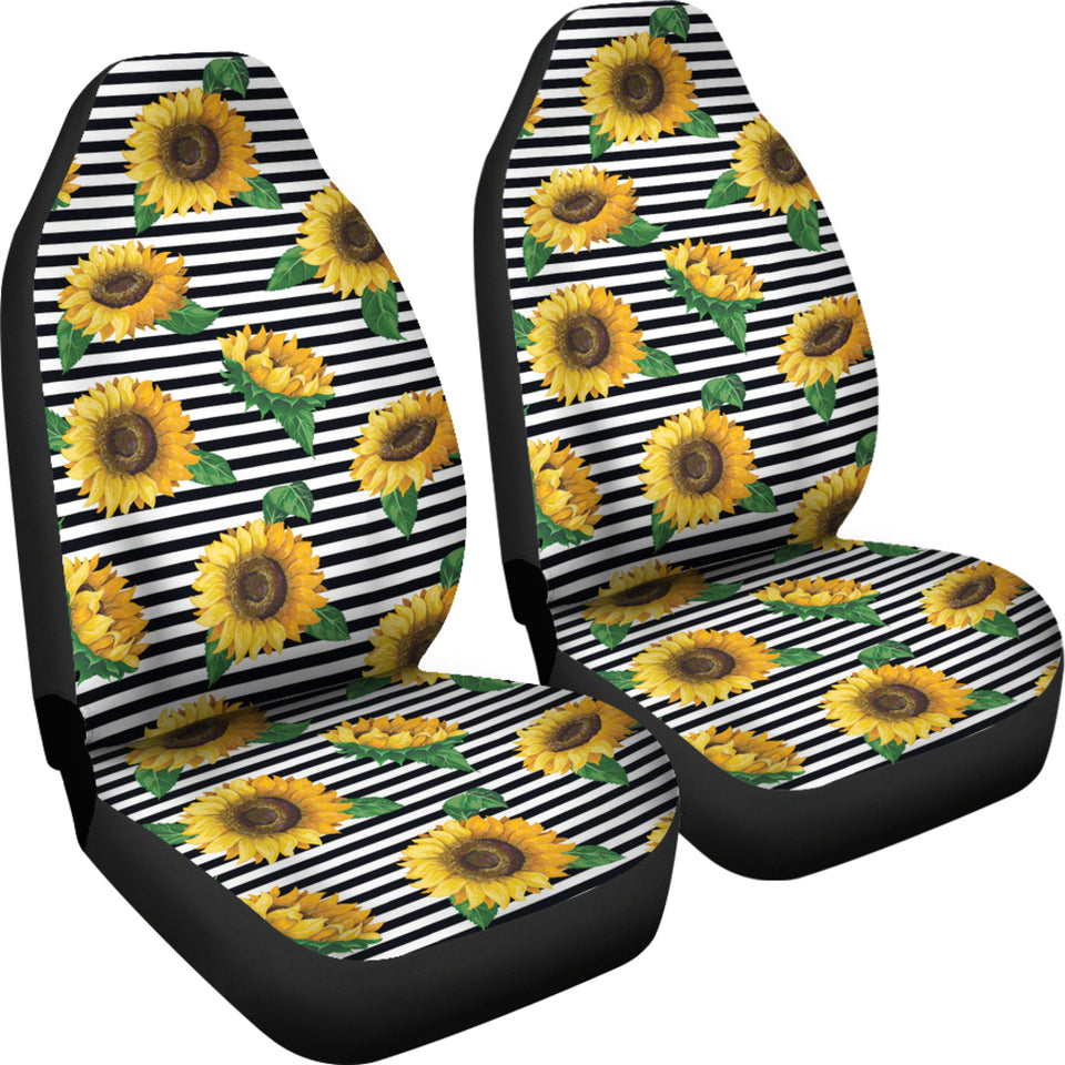 Sunflowers Ribbon Background  Universal Fit Car Seat Covers