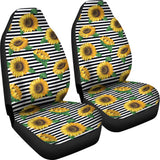 Sunflowers Ribbon Background  Universal Fit Car Seat Covers