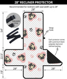 Cute pugs pink heart paw pattern Recliner Cover Protector