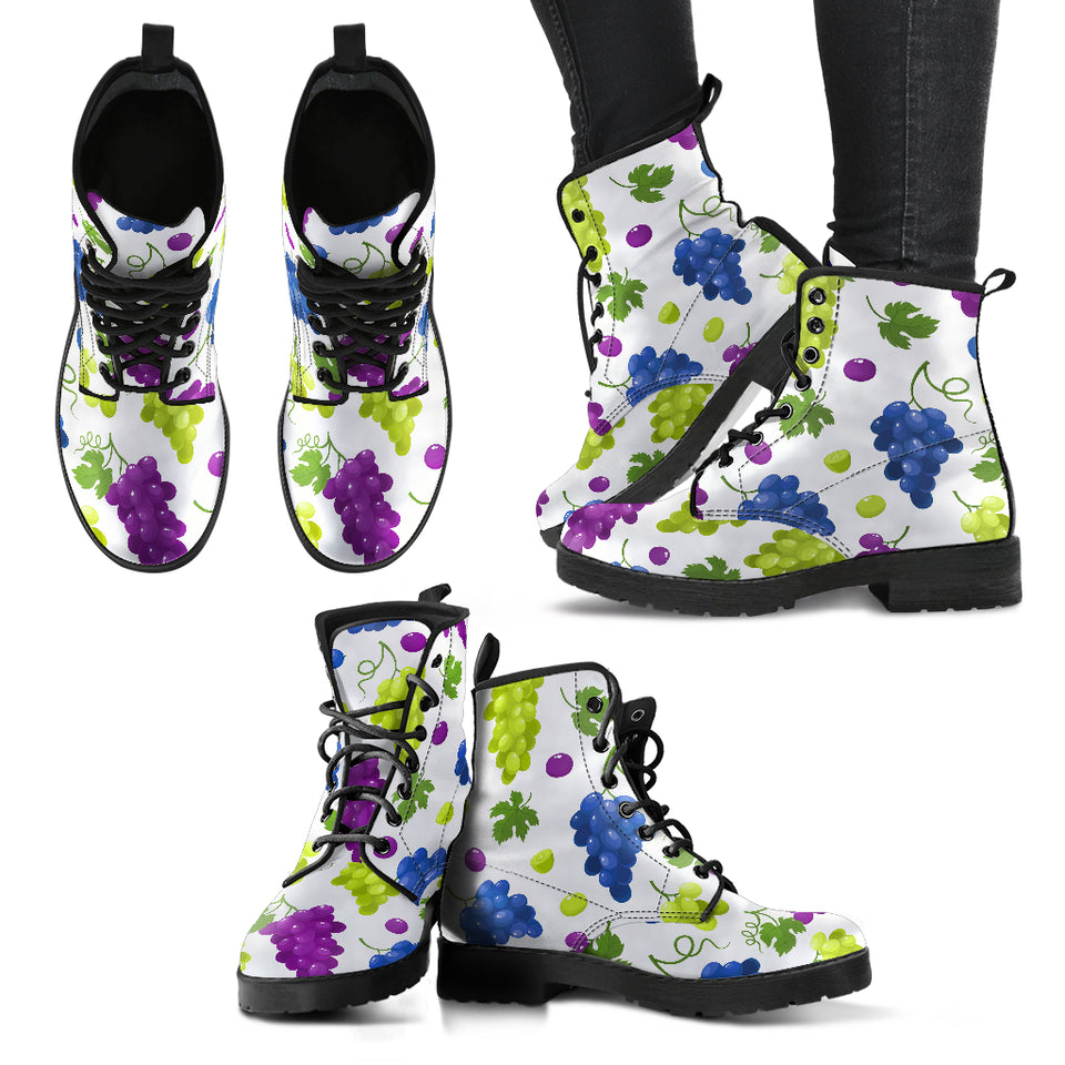 Grape Pattern Leather Boots