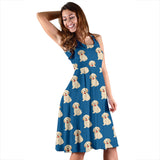 Golden Retriever Pattern Print Design 03 Sleeveless Midi Dress