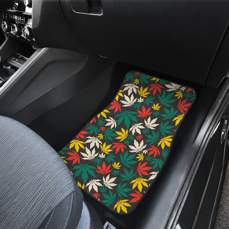 Canabis Marijuana Weed Pattern Print Design 02 Front Car Mats