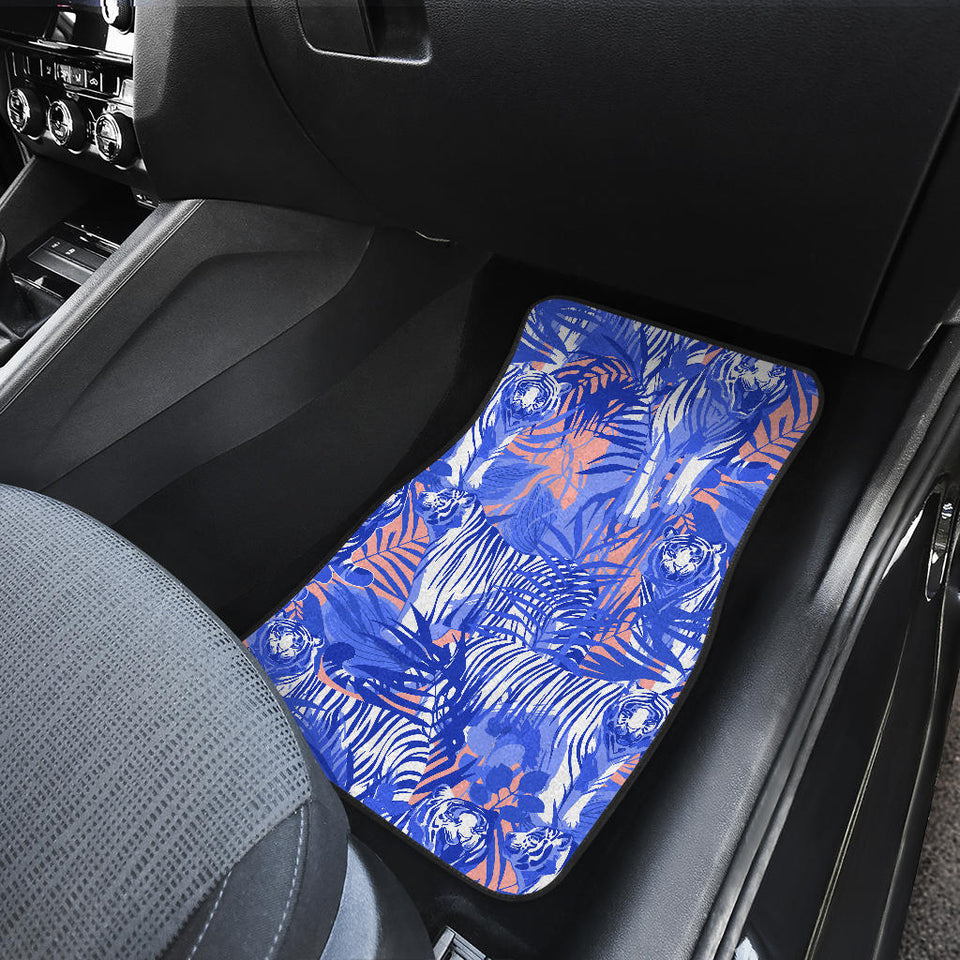 White Bengal Tigers Pattern Front And Back Car Mats