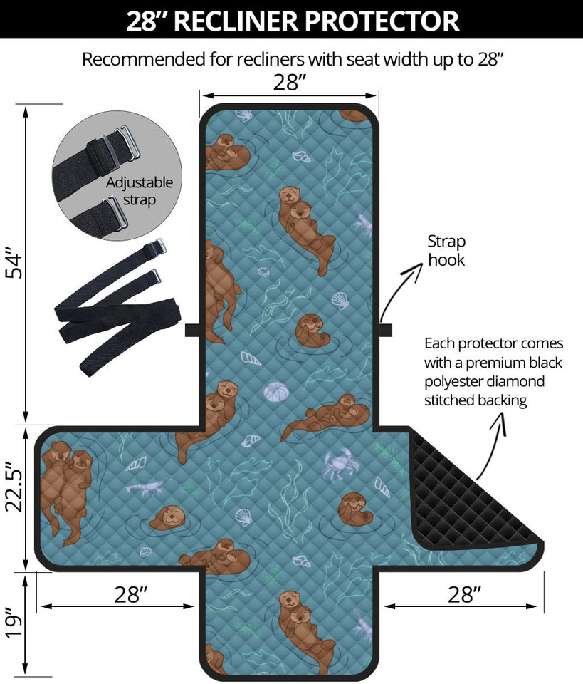 Sea otters pattern Recliner Cover Protector