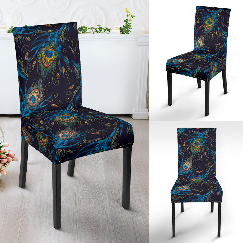 Beautiful Peacock Feather Pattern Dining Chair Slipcover