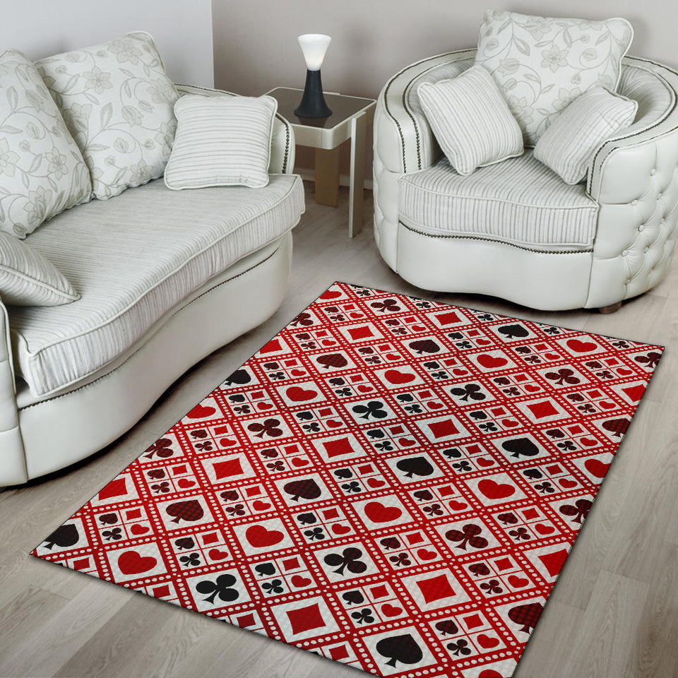 Casino Cards Suits Pattern Print Design 03 Area Rug