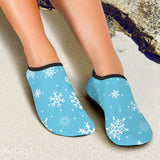 Snowflake Pattern Blue Background Aqua Shoes