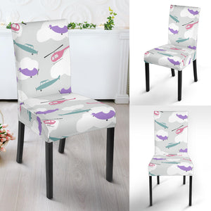 Helicopter Plane Pattern Dining Chair Slipcover