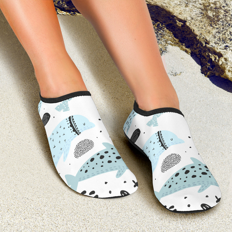 Cute Dolphins Childish Style Pattern Aqua Shoes