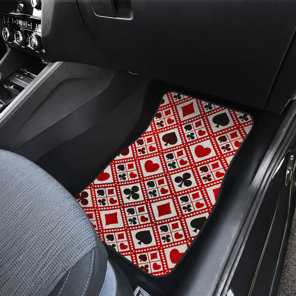 Casino Cards Suits Pattern Print Design 03 Front and Back Car Mats