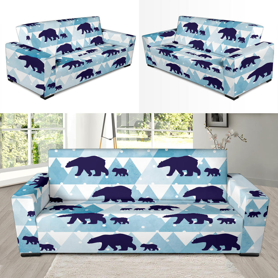 Polar Bear Winter Snow Pattern Sofa Slipcover