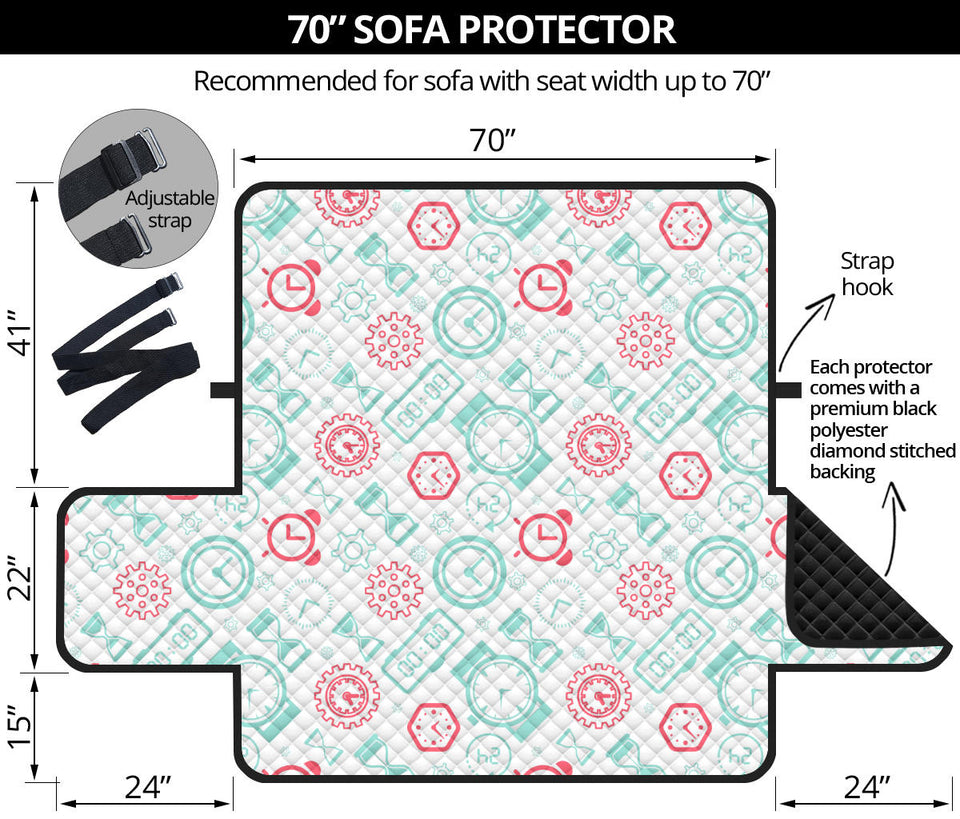 Clock time pattern blackground Sofa Cover Protector
