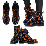 Halloween Pattern Pumpkin Background Leather Boots