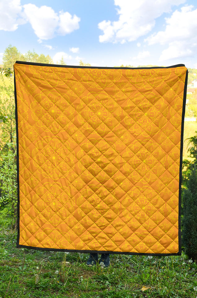 Orange Traditional Indian Element Pattern Premium Quilt