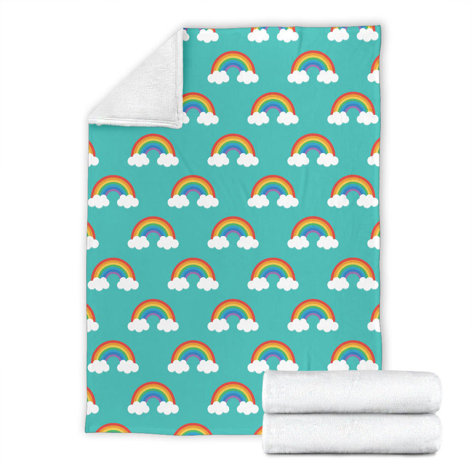 Rainbow Pattern Green Background Premium Blanket