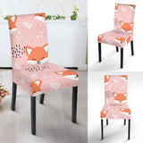 Cute Fox Pattern Pink Background Dining Chair Slipcover