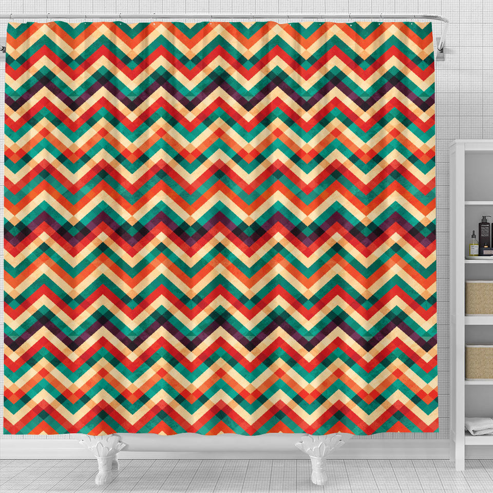 Zigzag  Chevron Colorful Pattern Shower Curtain Fulfilled In US