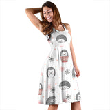 Hedgehog Pattern Print Design 02 Sleeveless Midi Dress