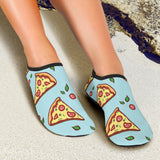 Hand Drawn Pizza Blue Background Aqua Shoes