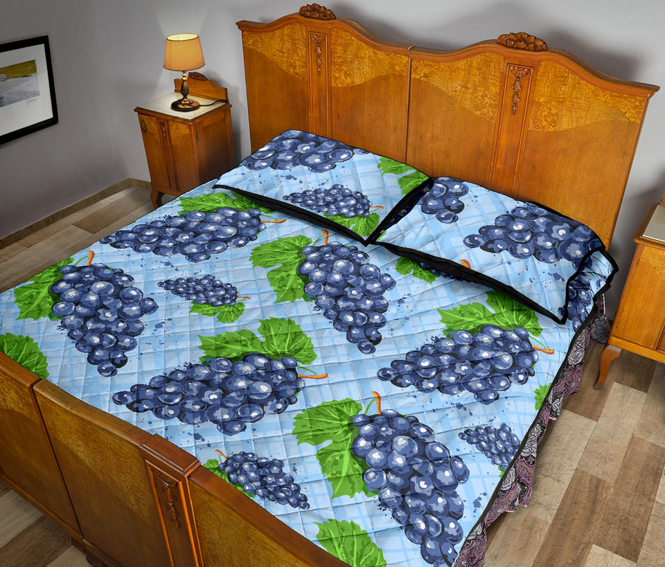 Watercolor grape pattern Quilt Bed Set