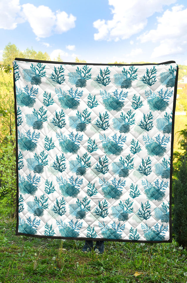 Coral Reef Pattern Print Design 04 Premium Quilt