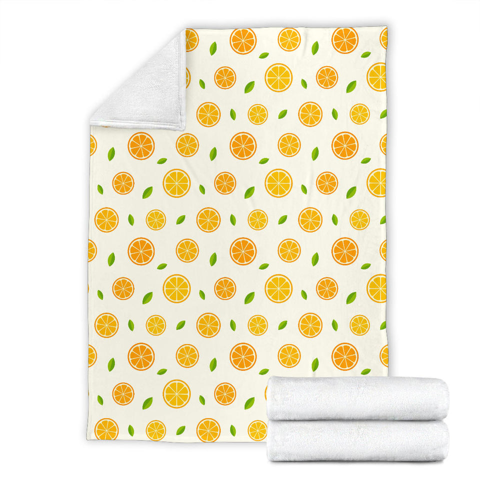 Oranges Leaves Pattern Premium Blanket