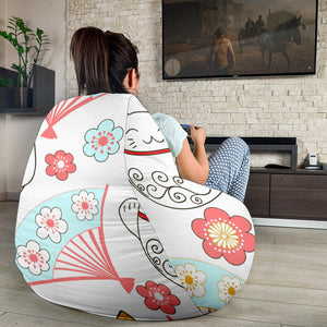 Maneki Neko Lucky Cat Fan Sakura Bean Bag Cover