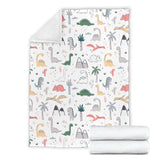 Cute Cartoon Dinosaurs Tree Pattern Premium Blanket