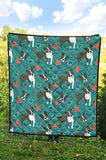 Boston Terrier Beautiful Flower Pattern Premium Quilt