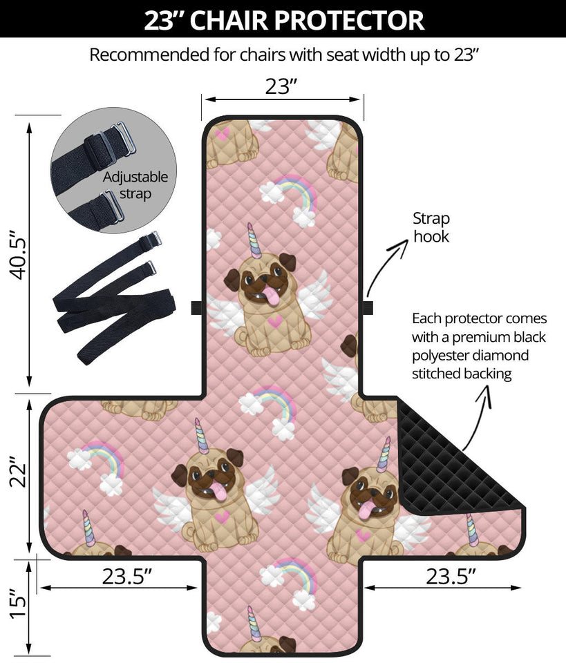 Cute unicorn pug pattern Chair Cover Protector