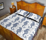 Seahorse pattern background Quilt Bed Set