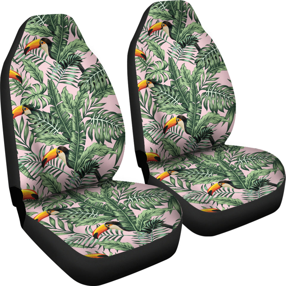 Toucan Tropical Green Jungle Palm Pattern  Universal Fit Car Seat Covers