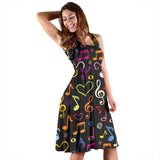Music Notes Pattern Print Design 02 Sleeveless Midi Dress