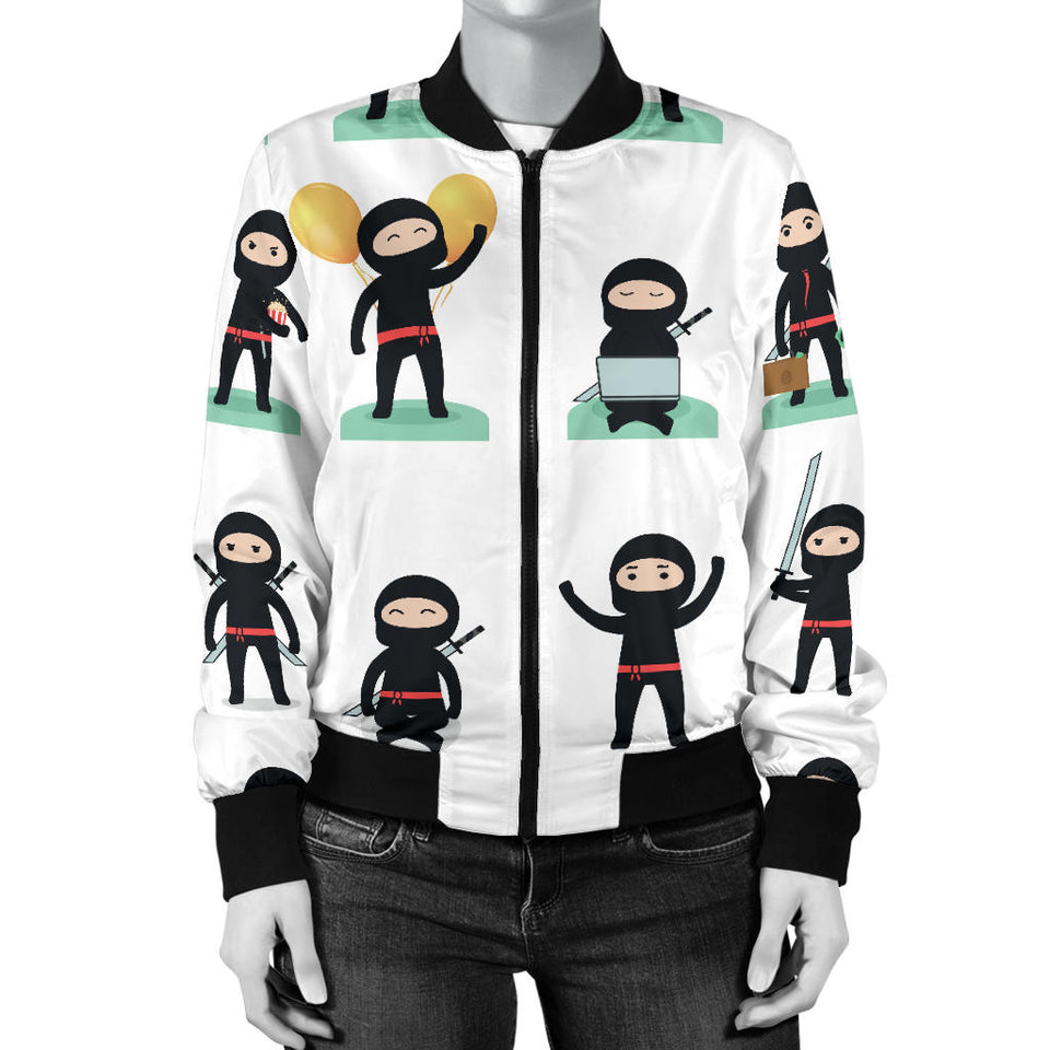 Cute Ninja Katana Sword Pattern Women'S Bomber Jacket