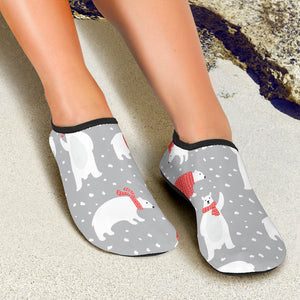 Cute Polar Bear Christmas Snow Pattern Aqua Shoes