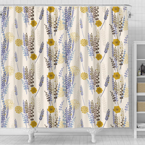 Lavender Modern Pattern Blackground Shower Curtain Fulfilled In US