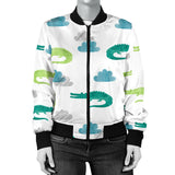 Watercolor Crocodile Pattern Women'S Bomber Jacket
