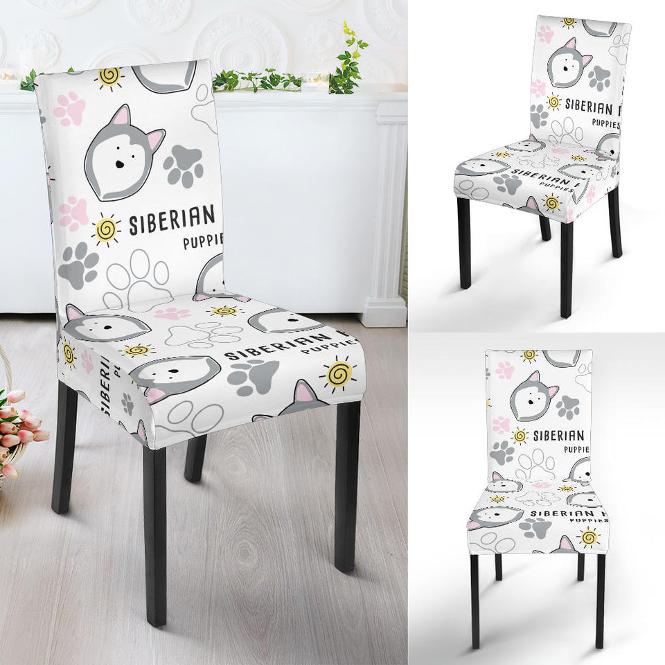 Siberian Husky Design Pattern Dining Chair Slipcover