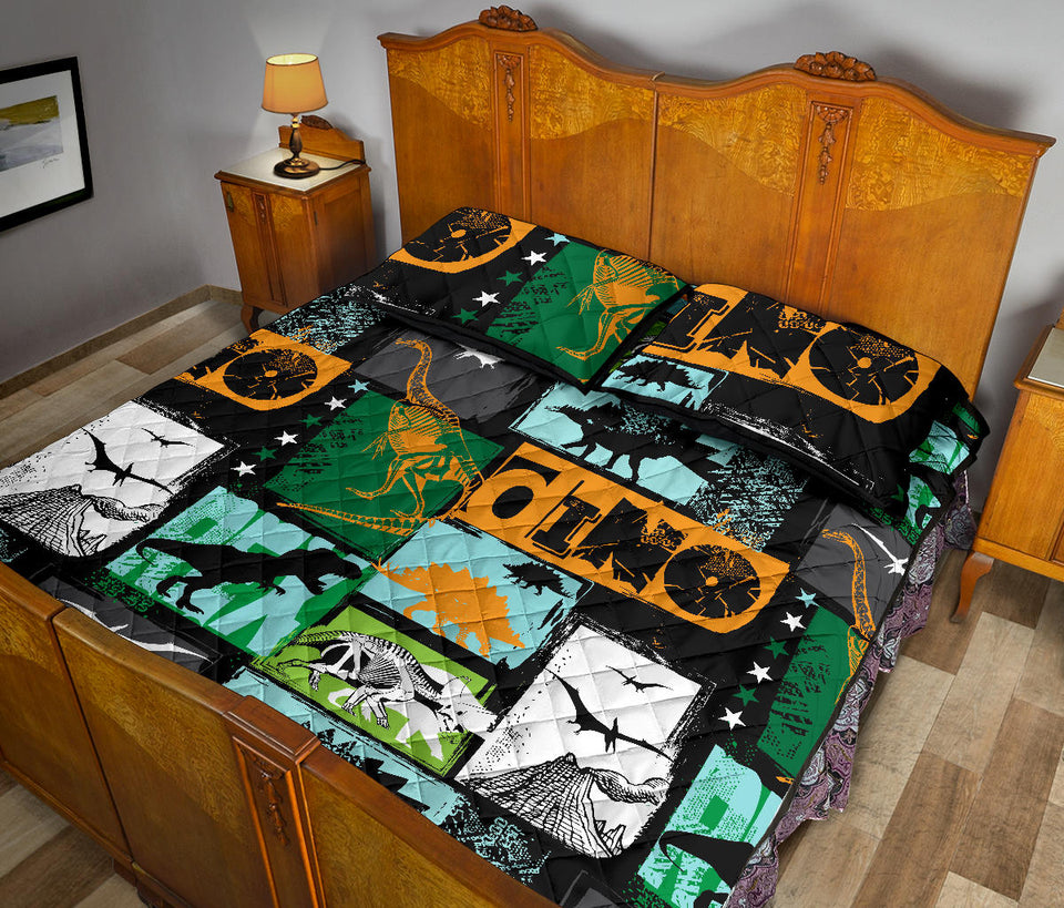 dinosaurs print pattern Quilt Bed Set