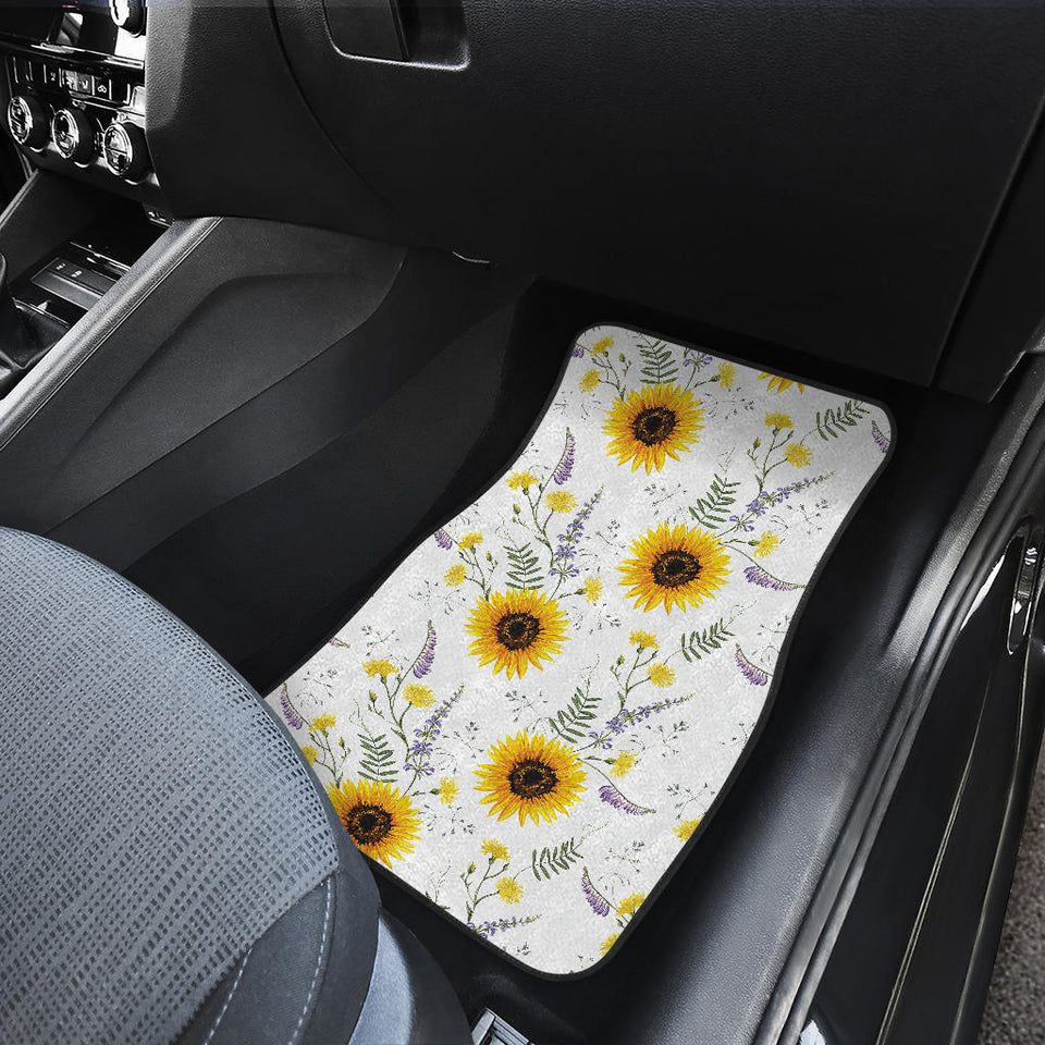Beautiful Sunflowers Pattern Front And Back Car Mats